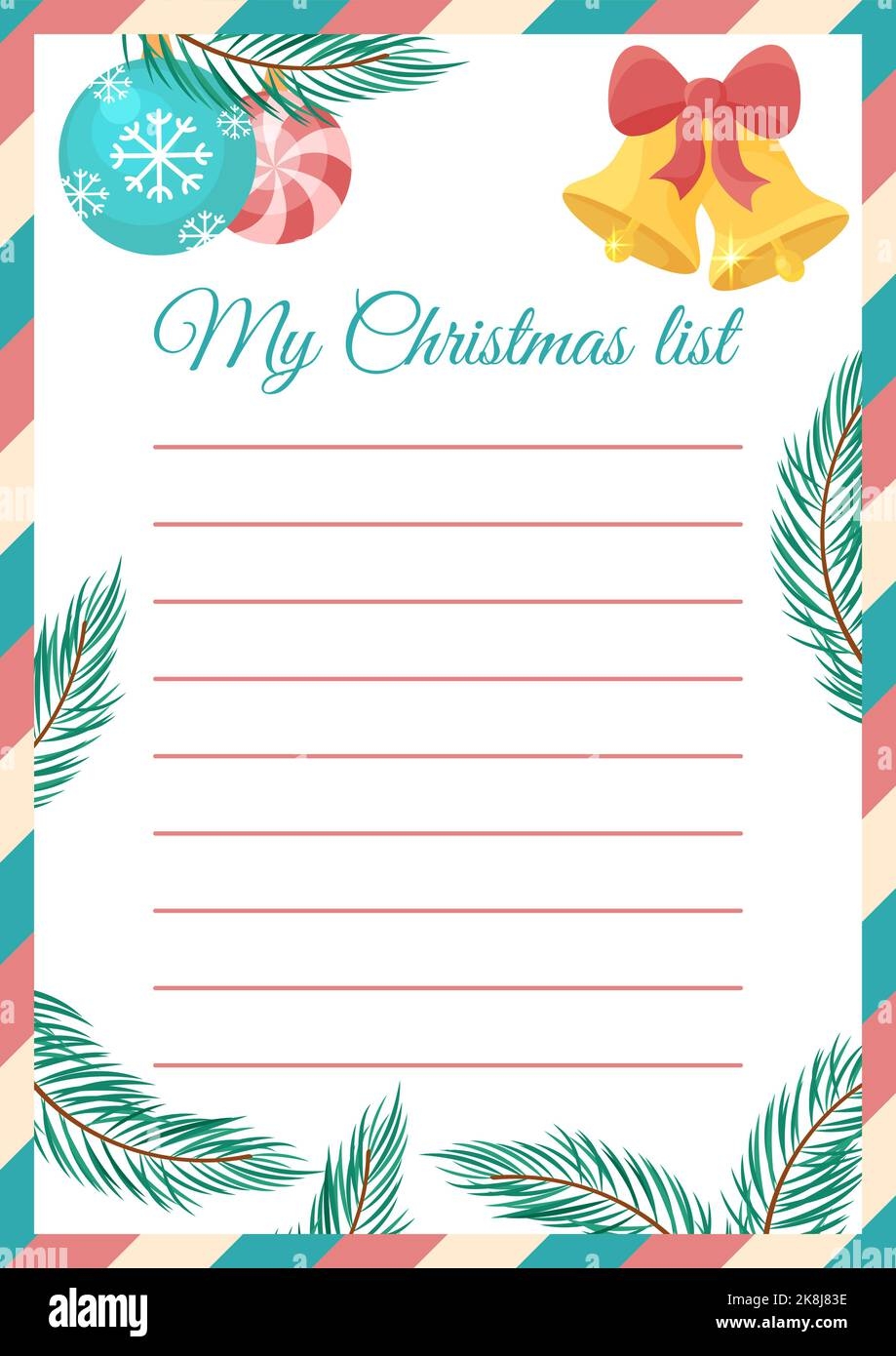 Christmas Wishlist Blank Template Empty Xmas Wish List With Copy Space For Writing Vector Illustration Vertical A4 Format Of Paper Flat Design Wit Stock Vector Image U0026 Art Alamy