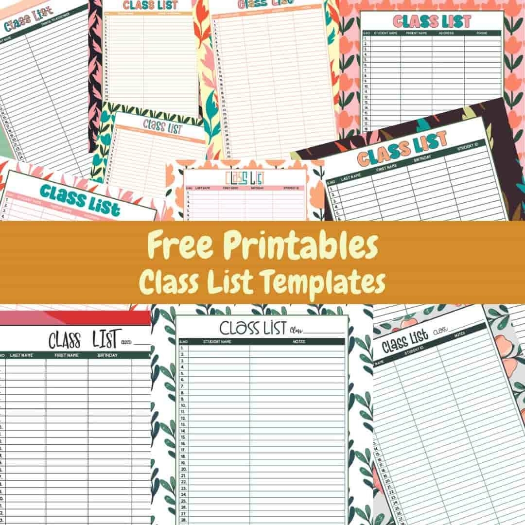 Class List Templates 15 Free Printables Creativeartink