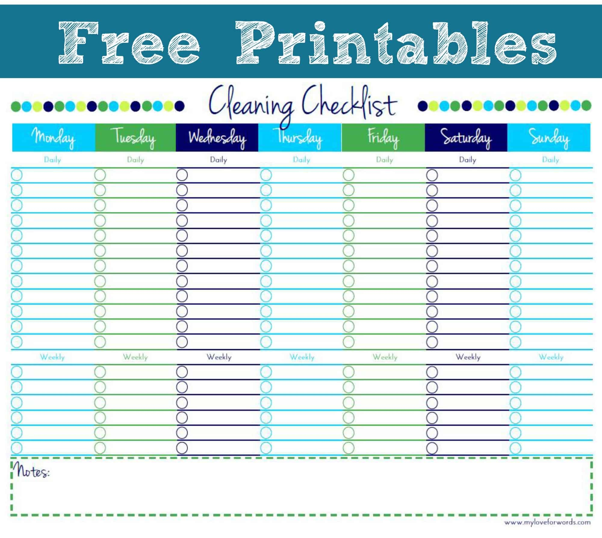 Free Printable Cleaning Checklist Template Free Printable Cleaning Checklist Template