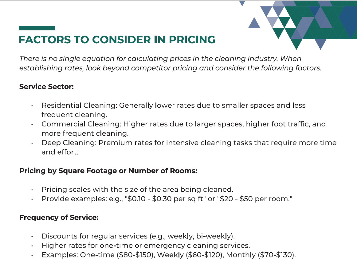 Free Cleaning Business Price List Template