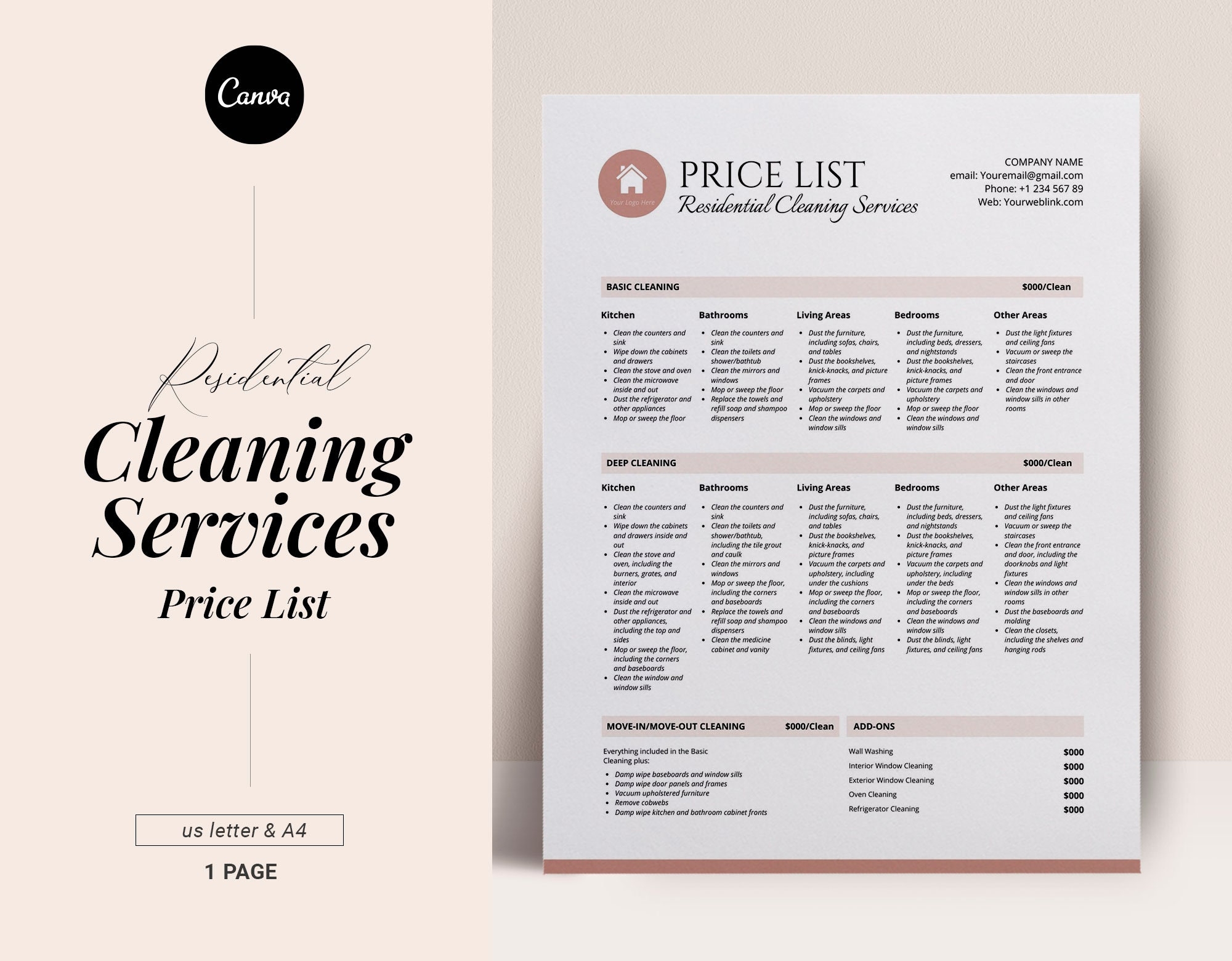 Cleaning Service Pricing List Editable Clean Price List Template Cleaning Service Pricing List Editable Clean Price List Template