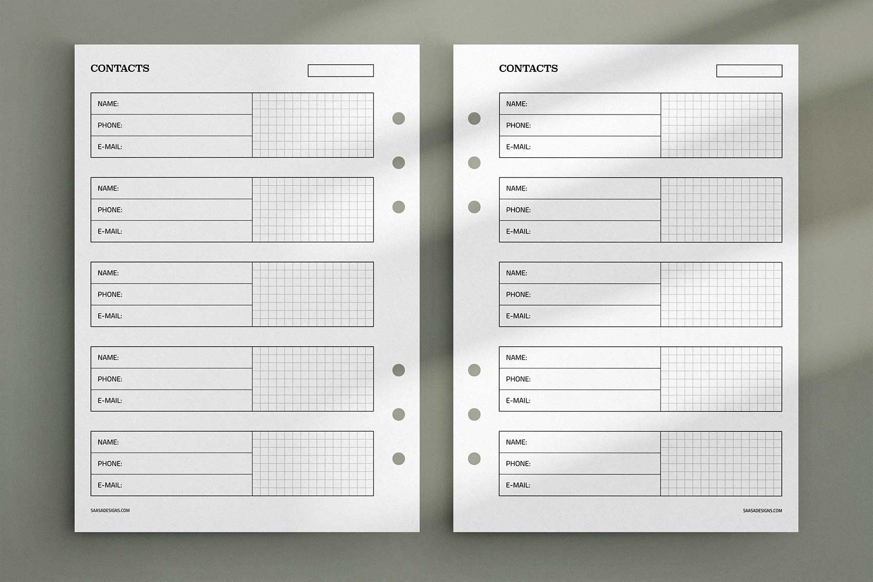 Free Printable Contact List Template