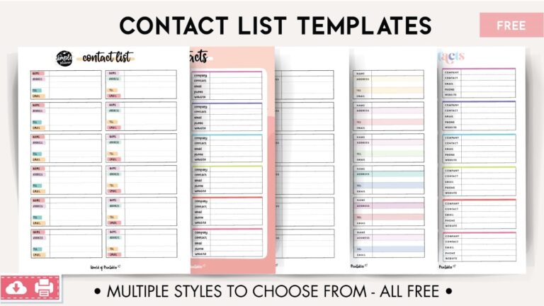 Contact List Templates 12 Of The Best Styles World Of Printables