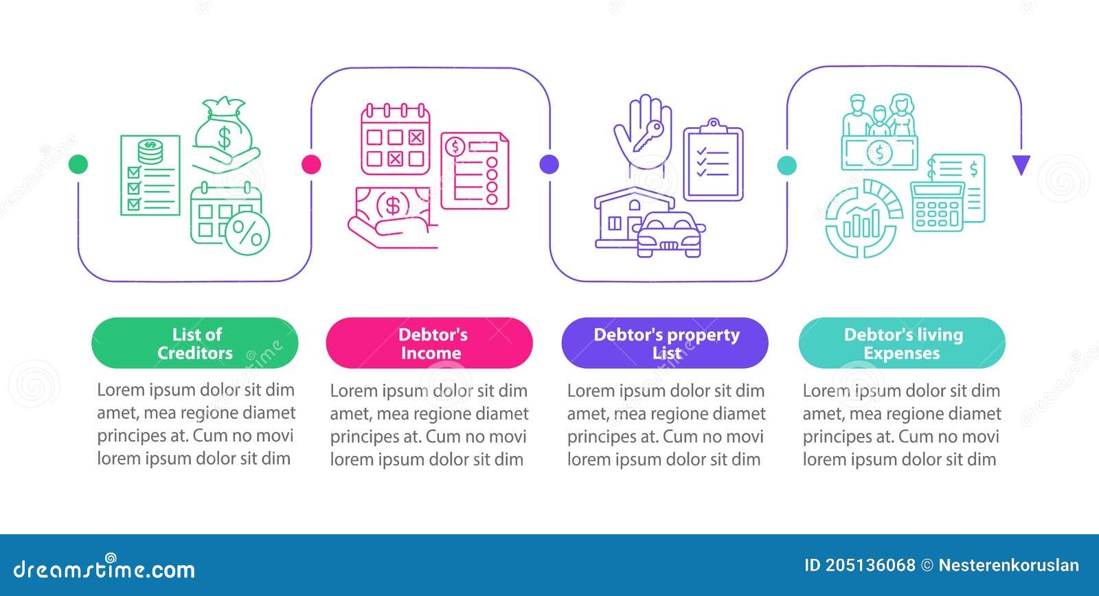 Creditor And Debtor Documentation Vector Infographic Template Stock Vector Illustration Of Credit Icon 205136068