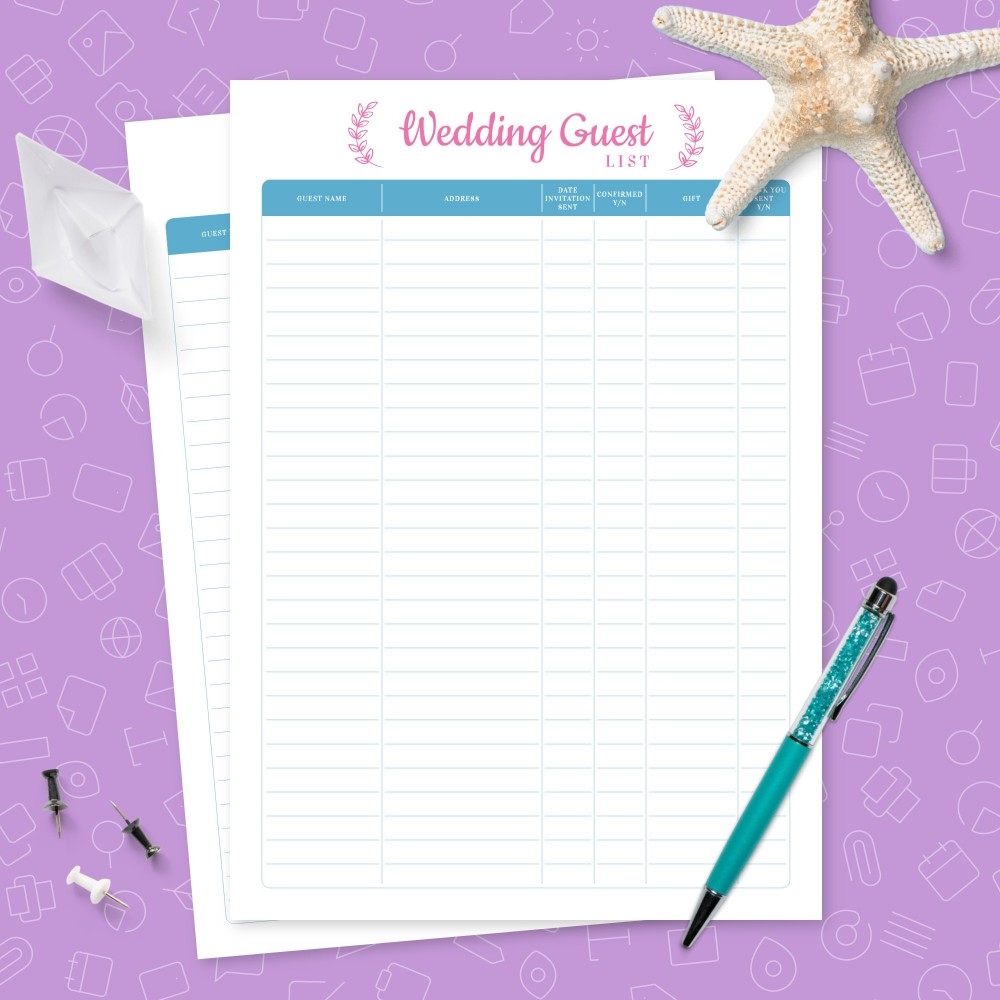 Free Wedding Guest List Template Free Wedding Guest List Template
