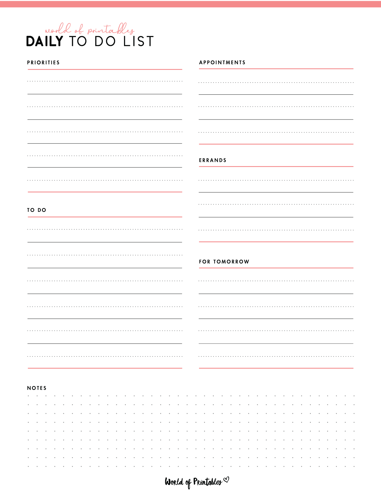 Daily To Do List Templates World Of Printables