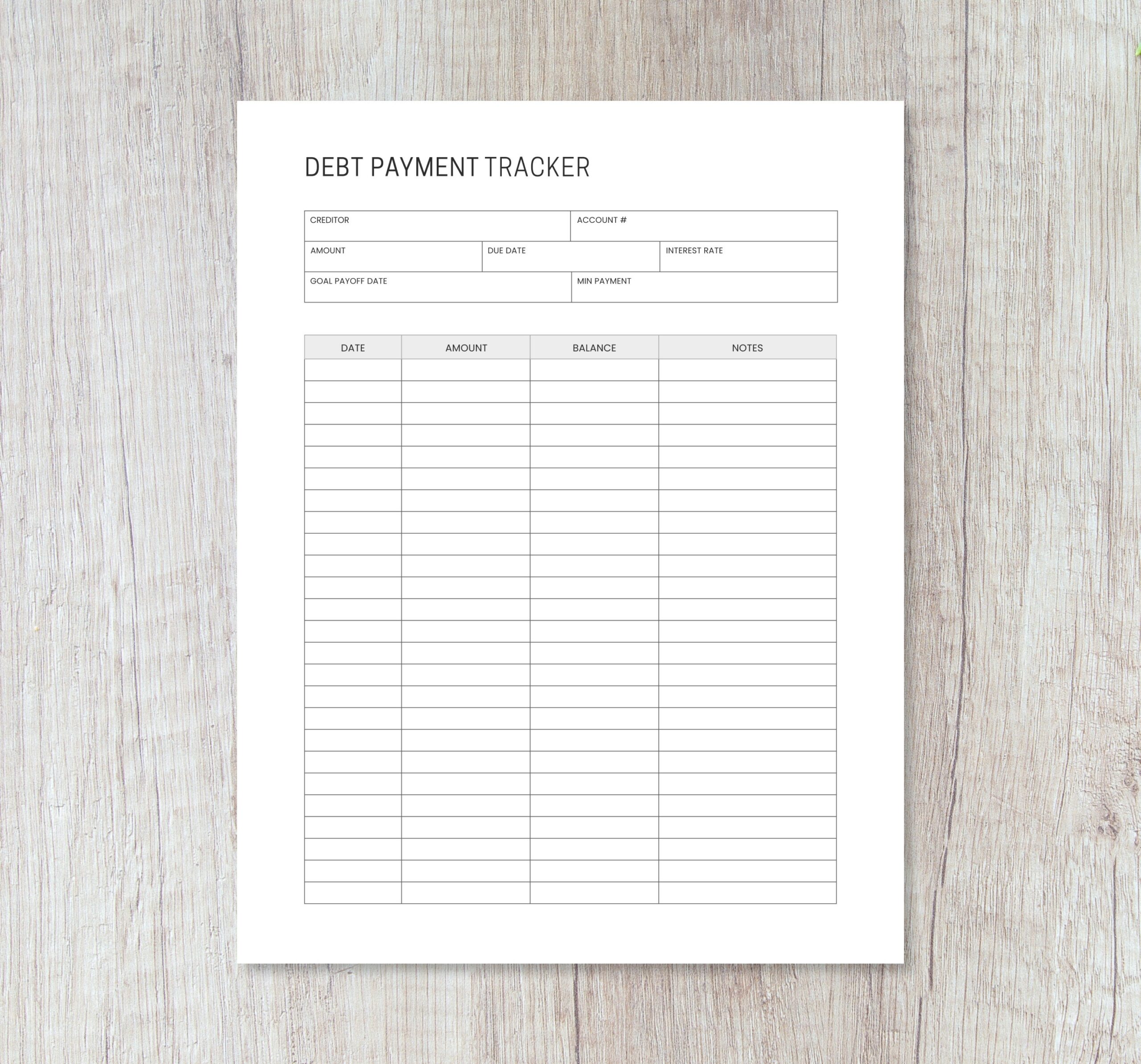 Debt Payment Tracker Printable Debt Payoff Planner Debt Snowball Plan Printable Debt Free Progress Log US Letter Instant Download Etsy UK