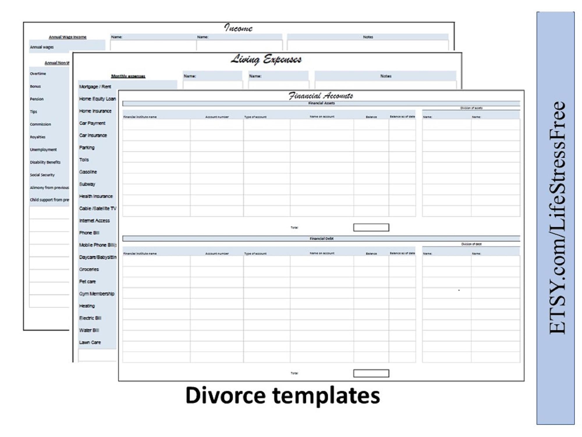 Divorce Planner Divorce Spreadsheet Custody Calendar Child 