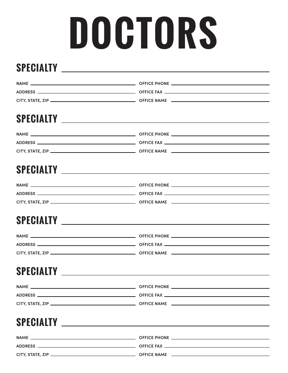Free Printable Blank Phone List