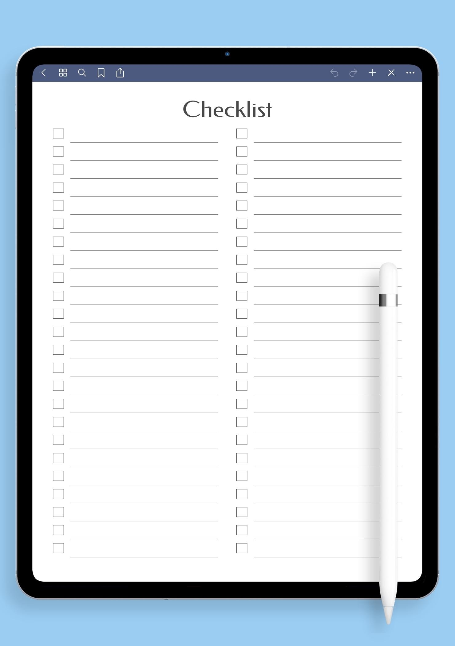 Download Printable Blank Checklist Template PDF