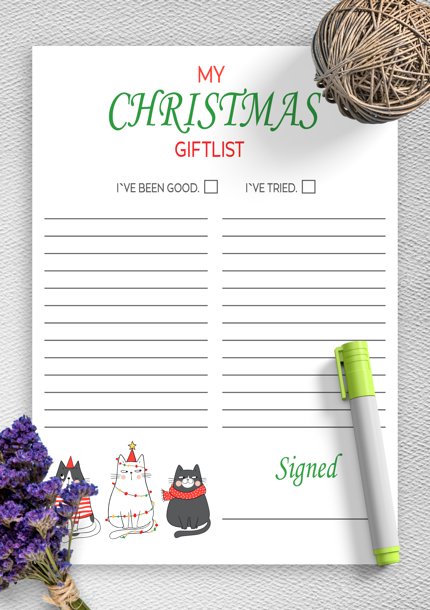 Christmas List Template Word