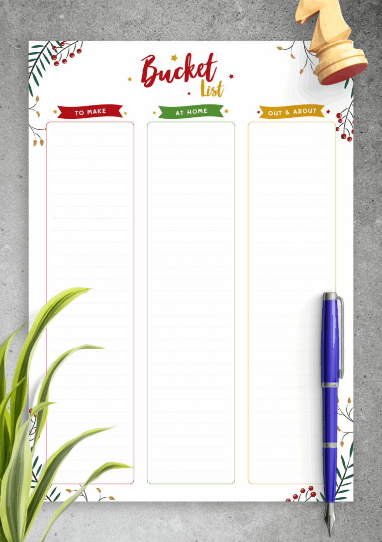 Download Printable Christmas Style Bucket List PDF