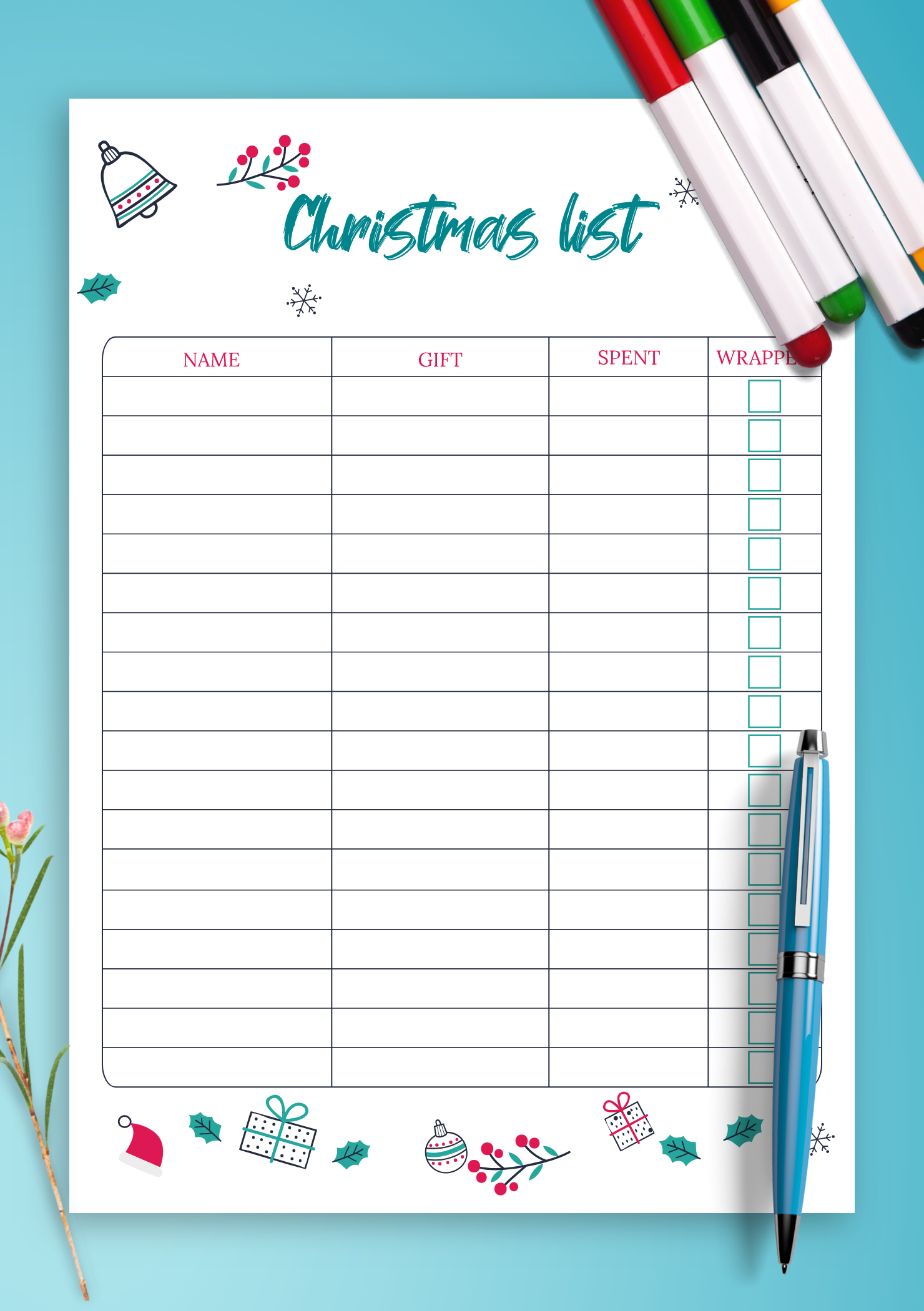 Aesthetic Christmas Wish List Template