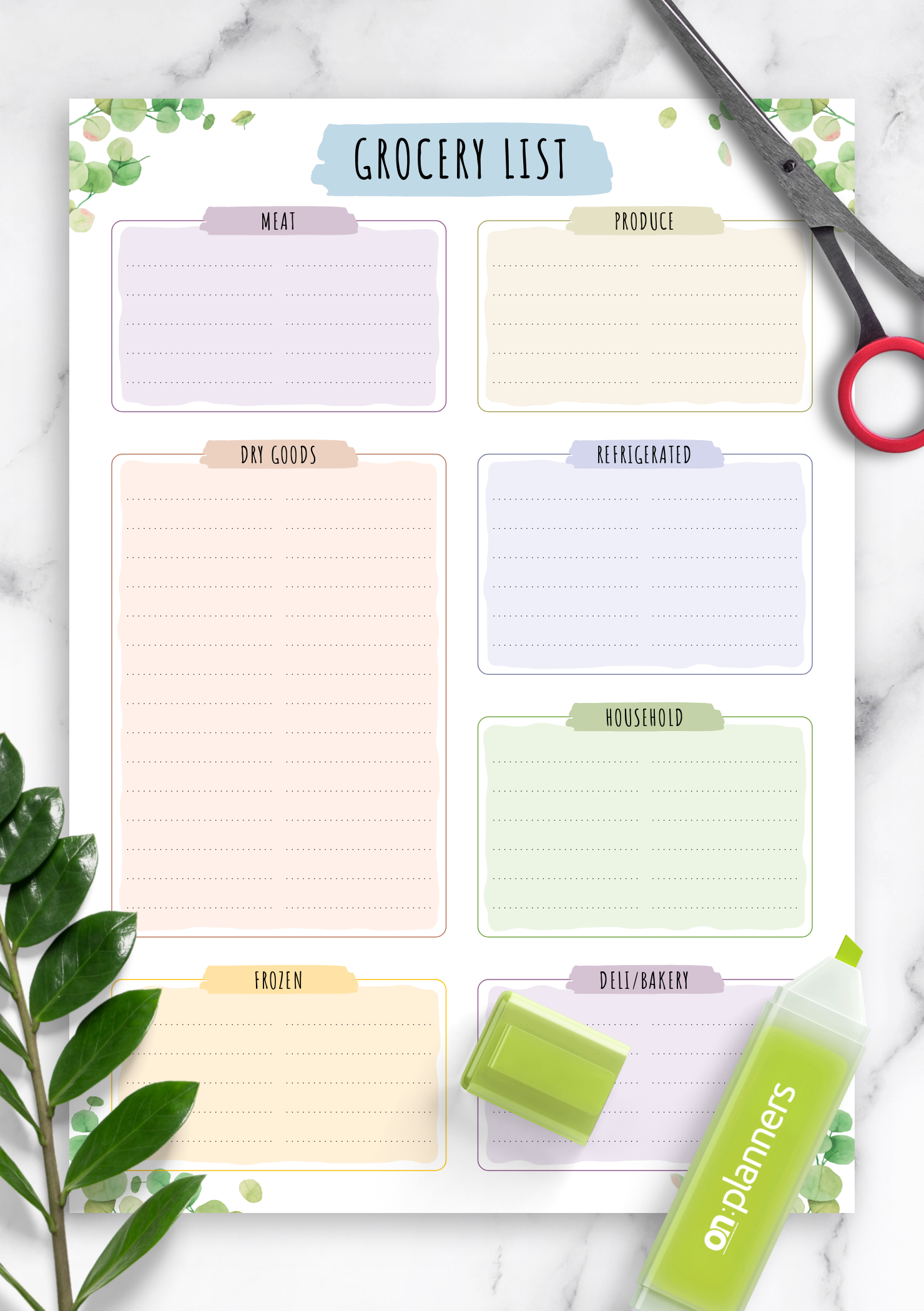 Cute Grocery List Template