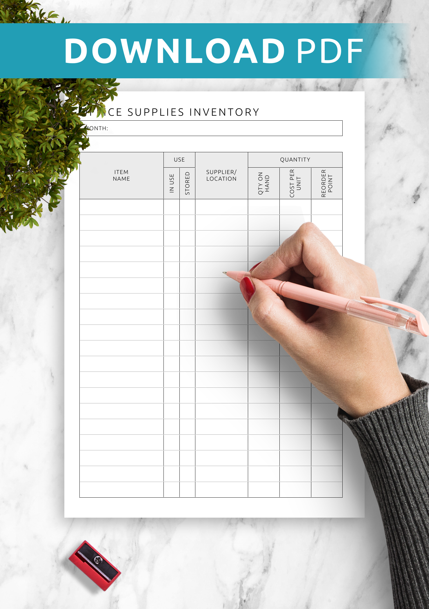 Printable Supply List Template