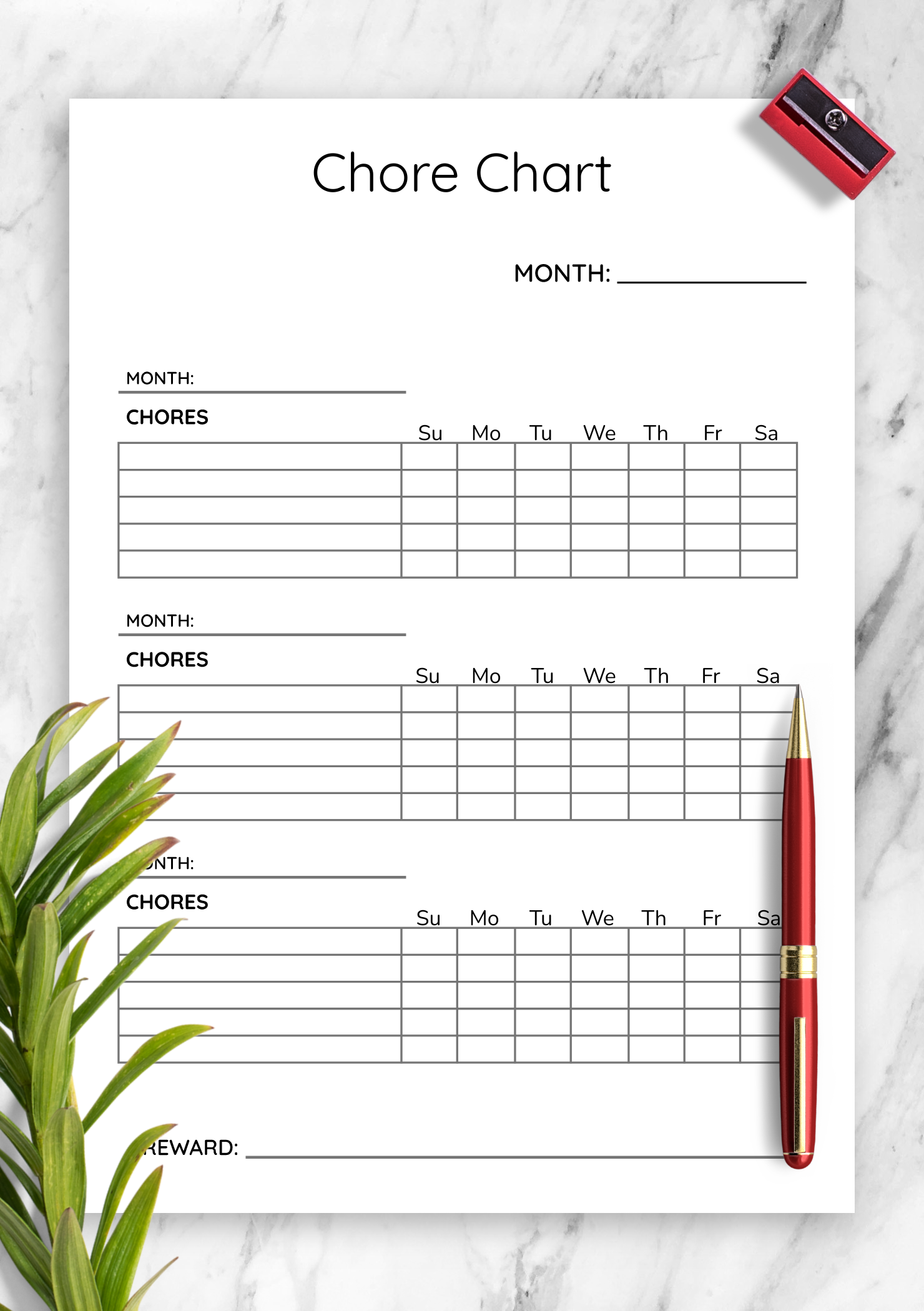Download Printable Simple Monthly Chore Chart Template PDF Download Printable Simple Monthly Chore Chart Template PDF