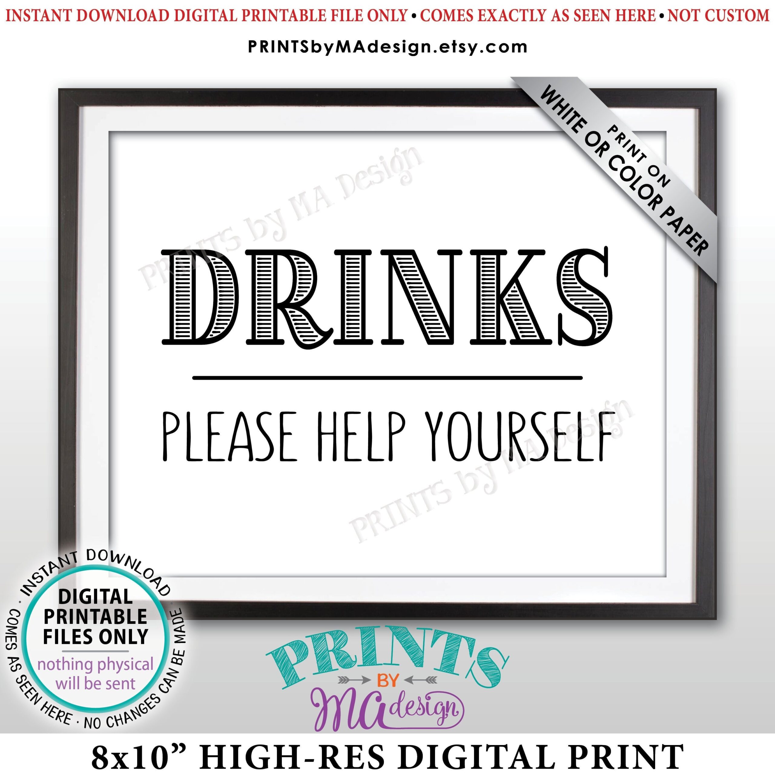 Drinks Sign Please Help Yourself To A Beverage Station Sign 
