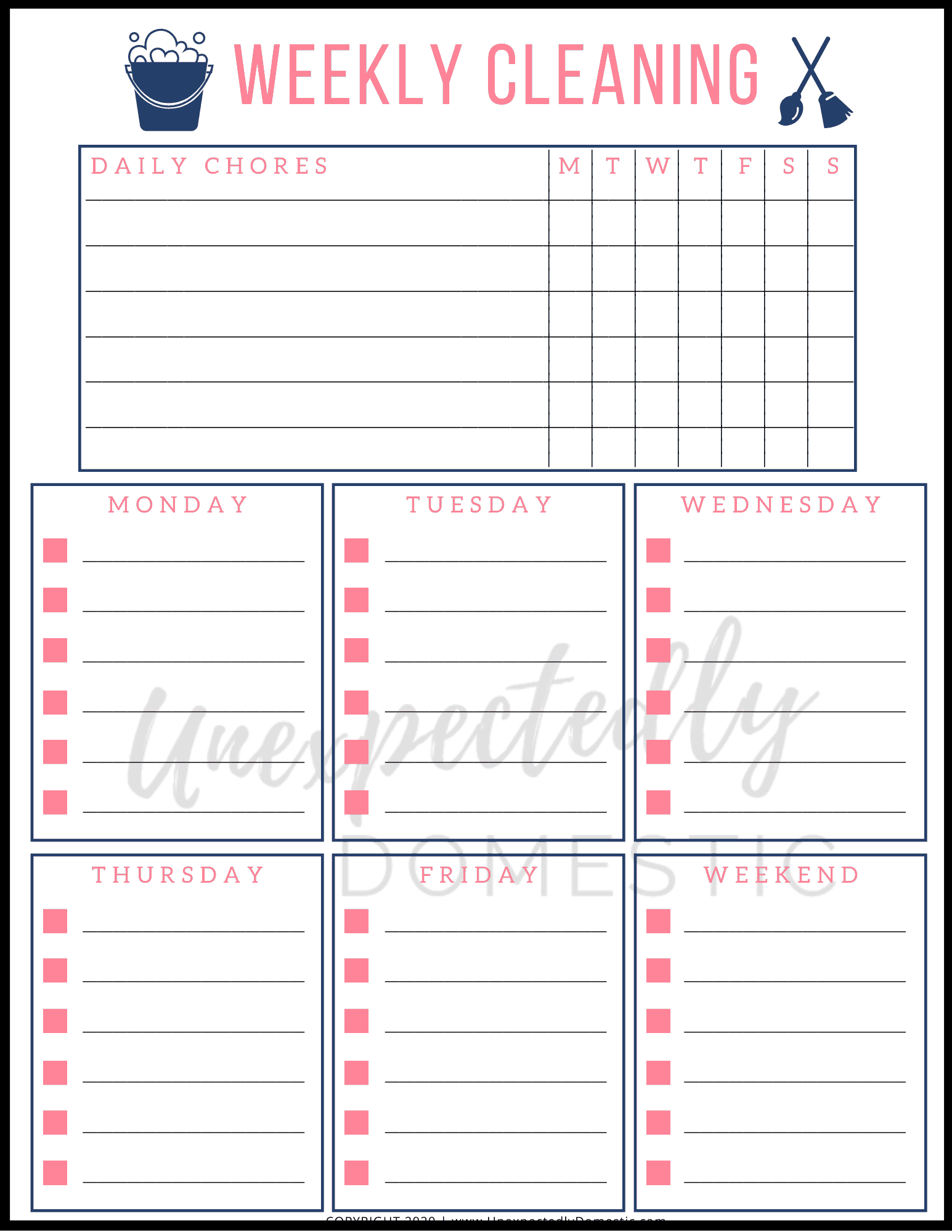 Free Printable Room Cleaning List Blank