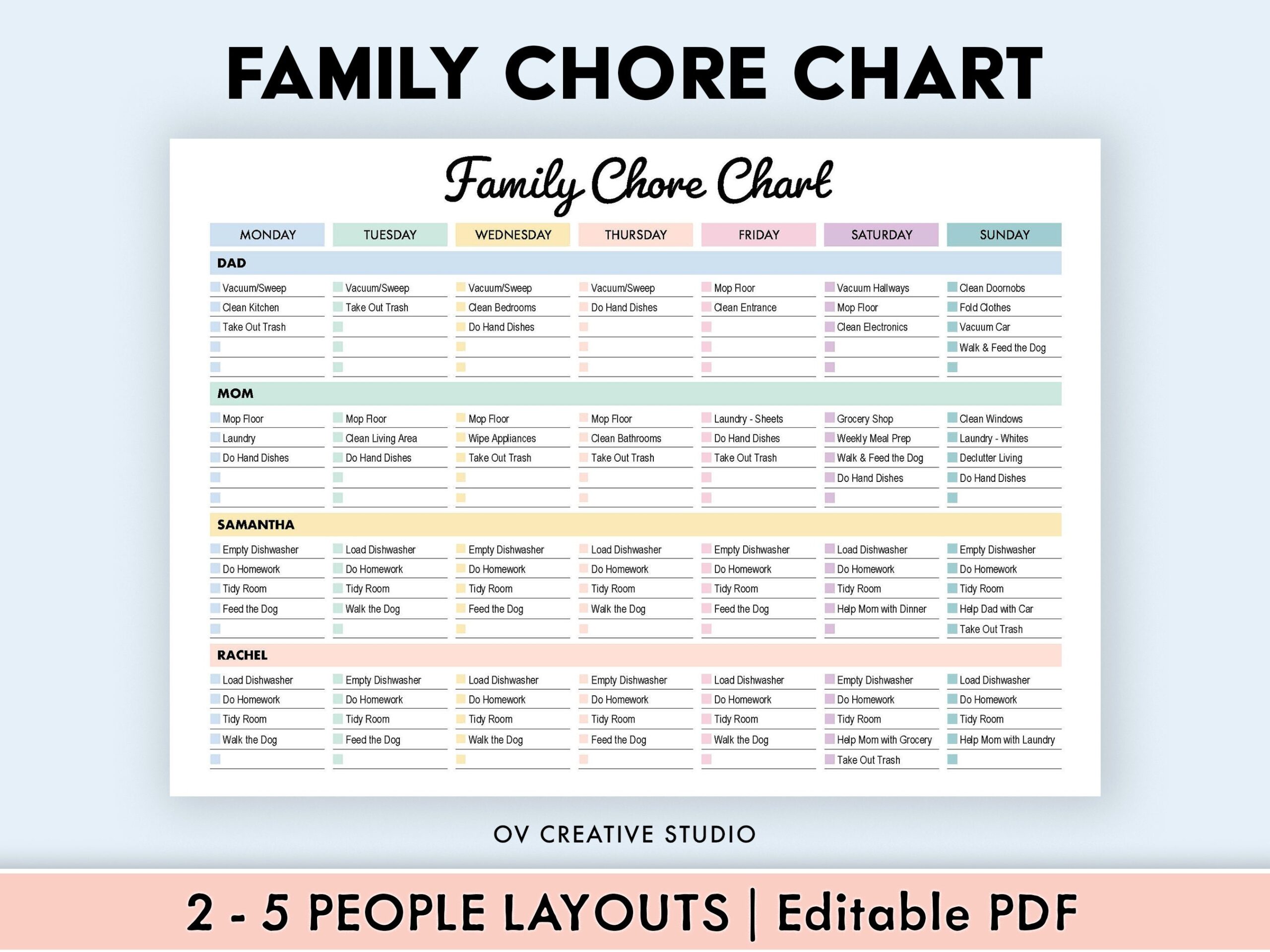 Editable Family Chore Chart Printable Weekly Chore List Kids Adults Chore Chart Cleaning Schedule Cleaning Planner Checklist PDF Etsy Australia