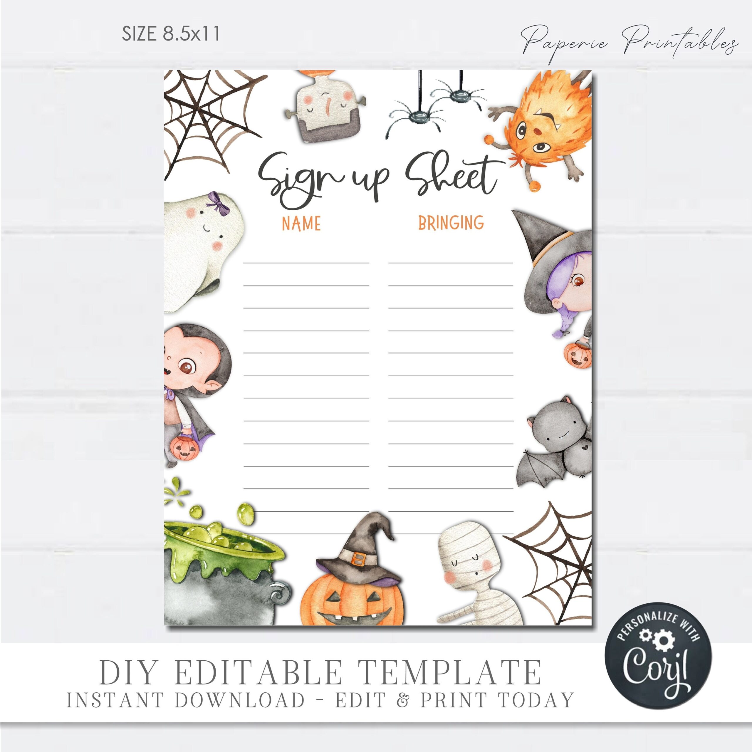 Editable Halloween Potluck Sign Up Sheet Potluck Sign Up Sheet Potluck Sign Up Form Halloween Neighborhood Potluck DIY W Corjl HP 1 Etsy