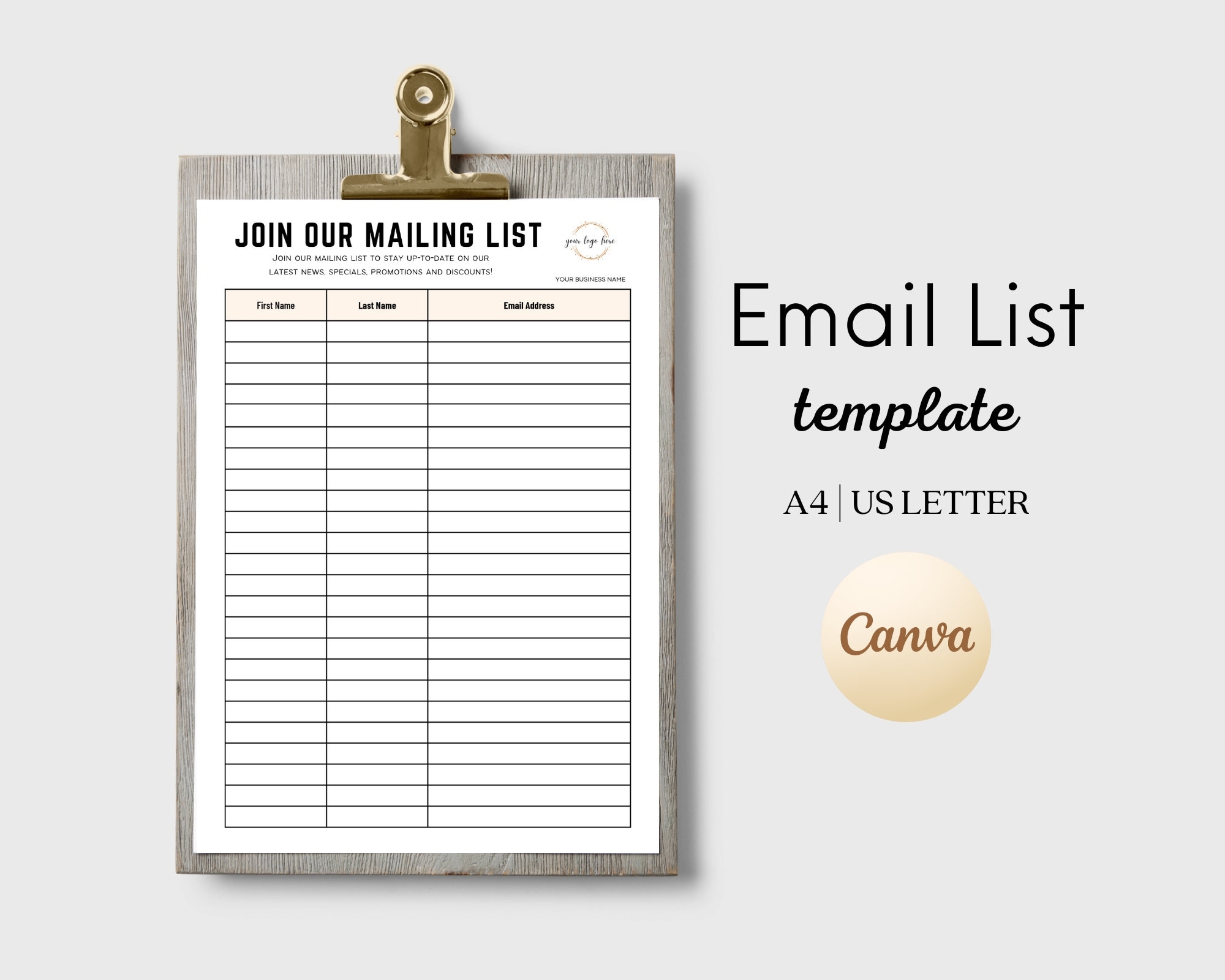 Editable Mailing List Template Esthetician Email Address List Sign Up Sheet Spa Beauty Business Forms Template Canva Esthetician Form Etsy