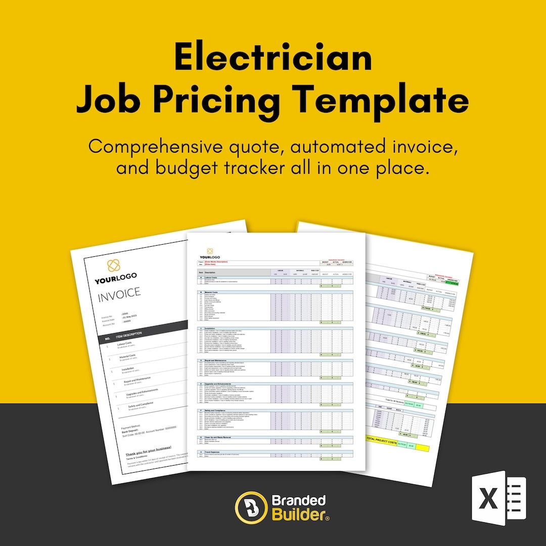 Electrician Job Pricing Template quote And Invoice Etsy