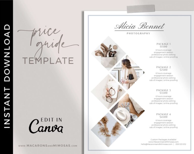 Elisa Photography Price Guide Template
