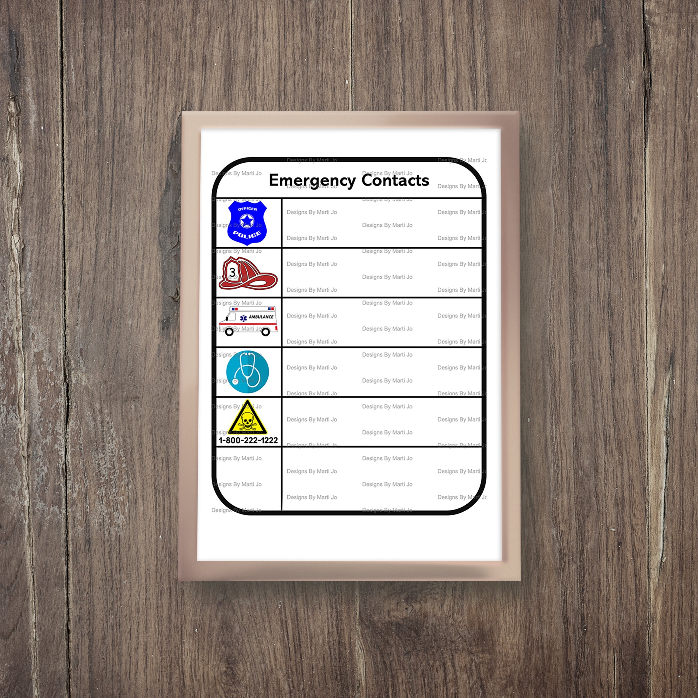 Emergency Phone List Printable PDF Emergency Numbers Sheet Instant Download Etsy UK
