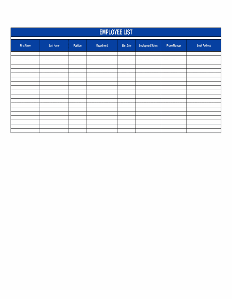 Employee List Template