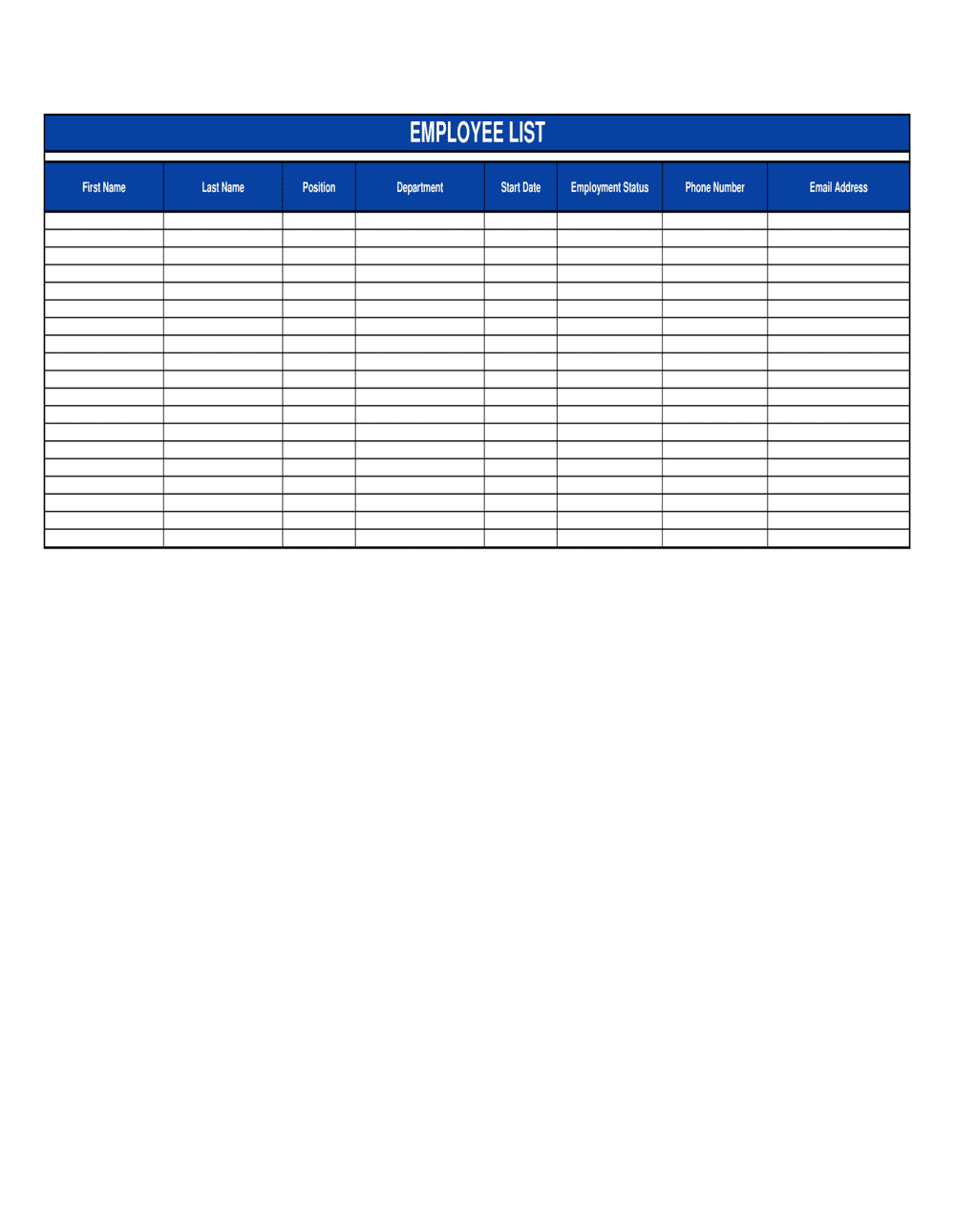 Employee List Template