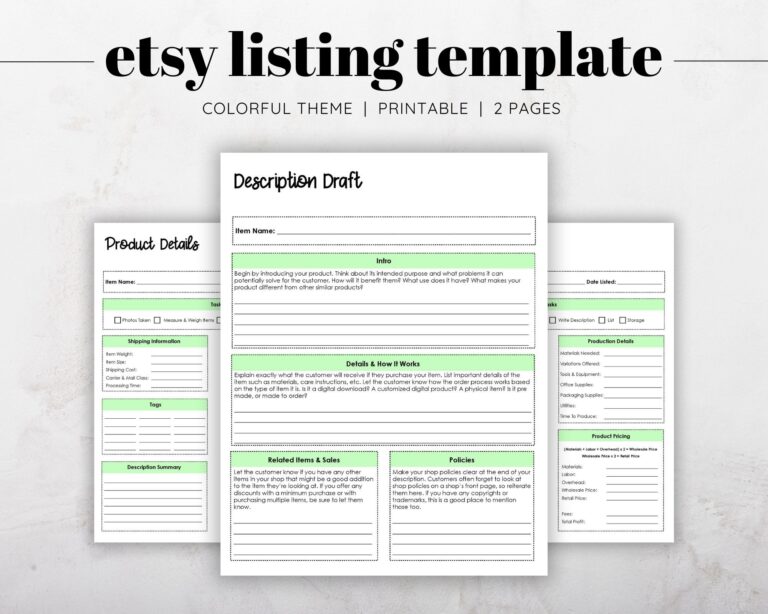Etsy Listing Template Product Listing Template Product