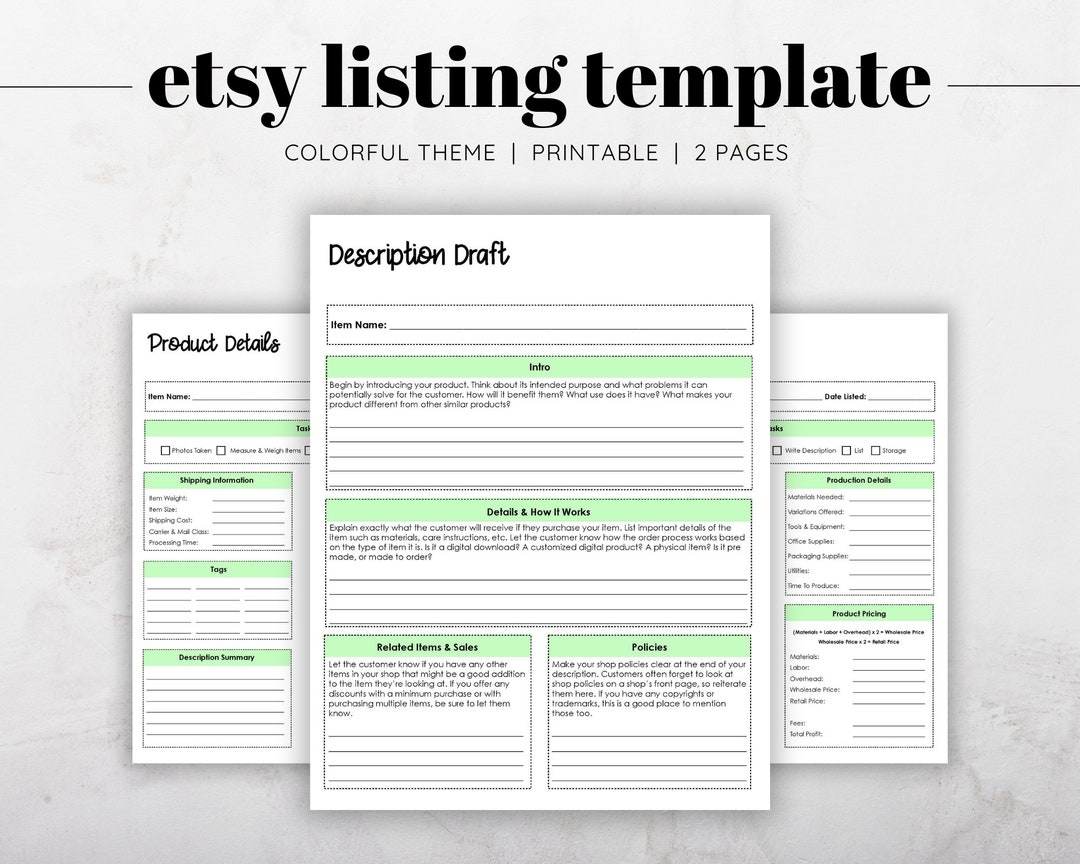 Etsy Listing Template Product Listing Template Product Description Template Etsy Description Template Etsy UK