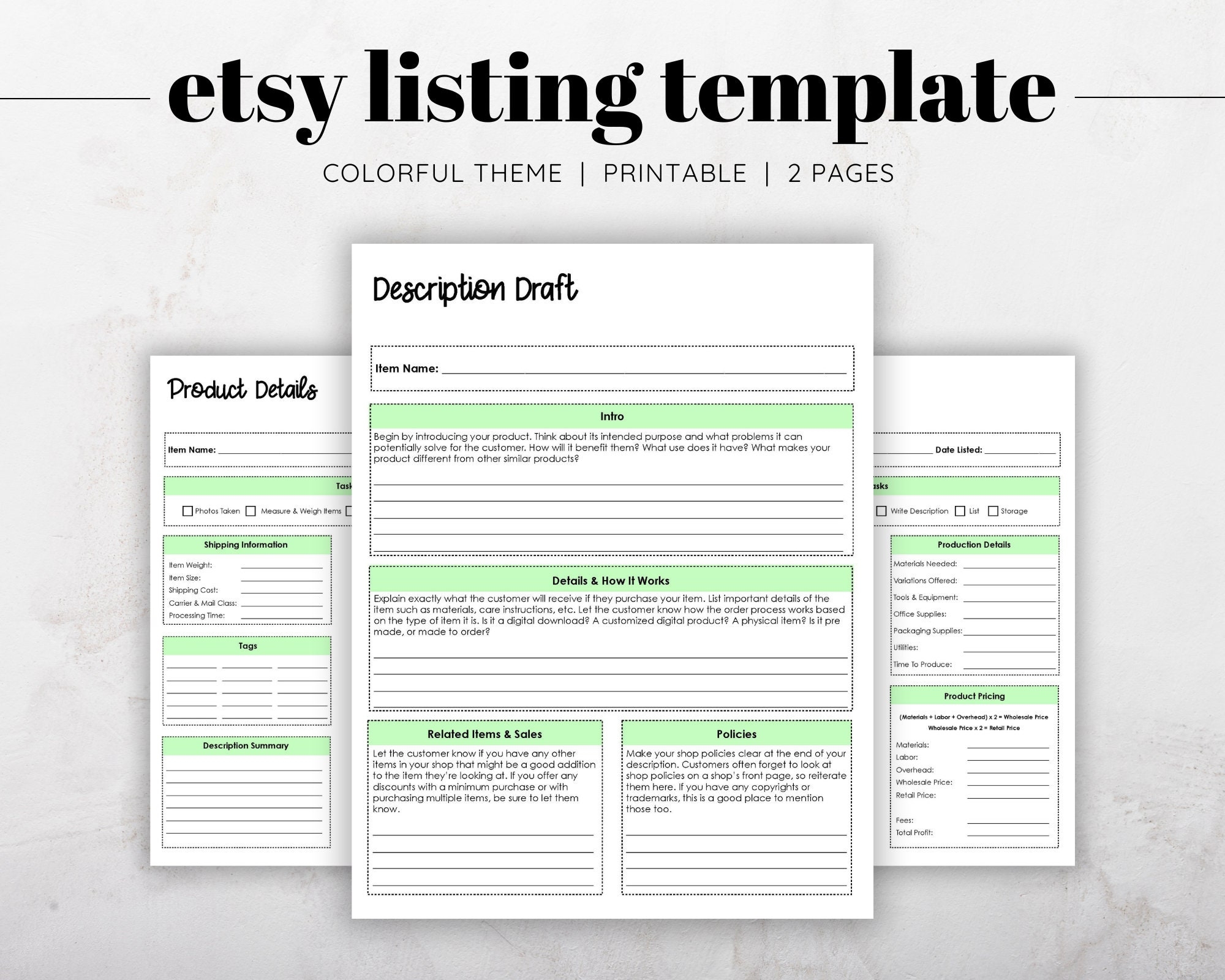 Etsy Listing Template Product Listing Template Product 