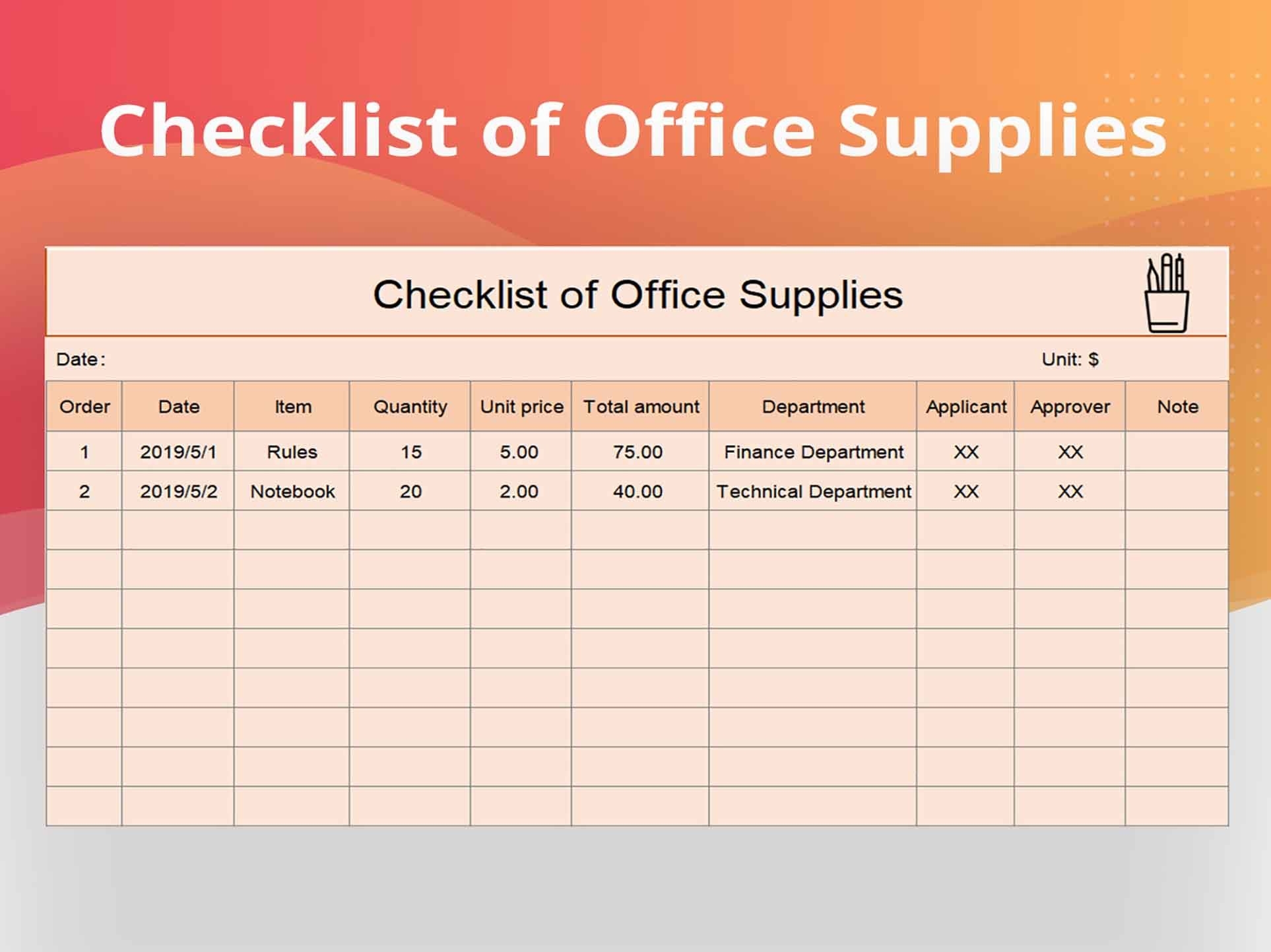 EXCEL Of Checklist Of Office Supplies xlsx WPS Free Templates EXCEL Of Checklist Of Office Supplies xlsx WPS Free Templates