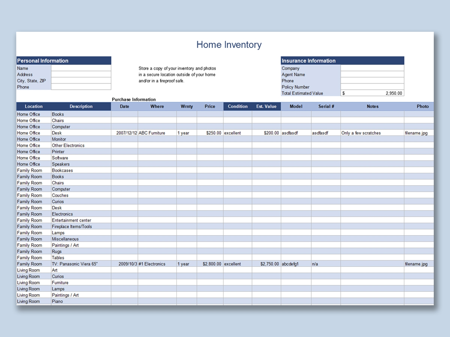 EXCEL Of Home Inventory Template xlsx WPS Free Templates EXCEL Of Home Inventory Template xlsx WPS Free Templates