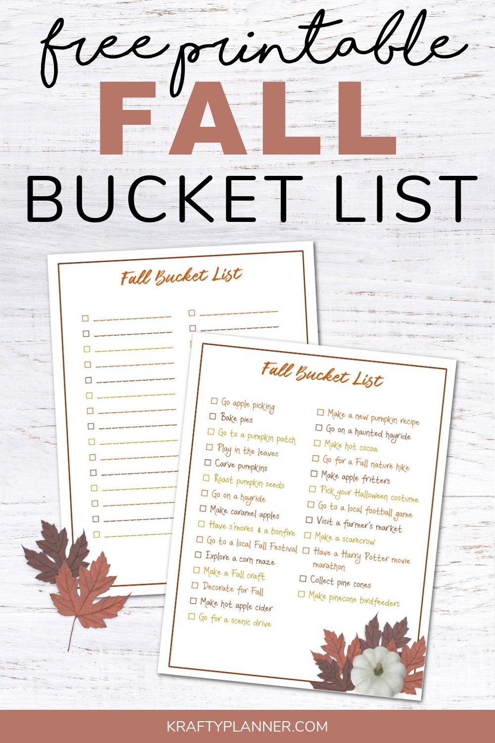 Fall Bucket List Free Printable Krafty Planner