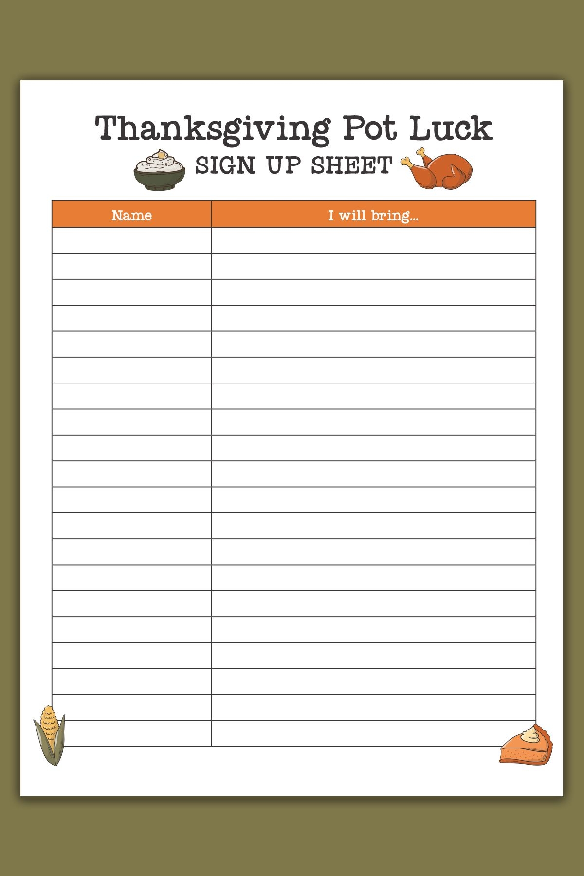 Fall Potluck Sign Up Sheet Printable Printable Party Favors Fall Potluck Sign Up Sheet Printable Printable Party Favors