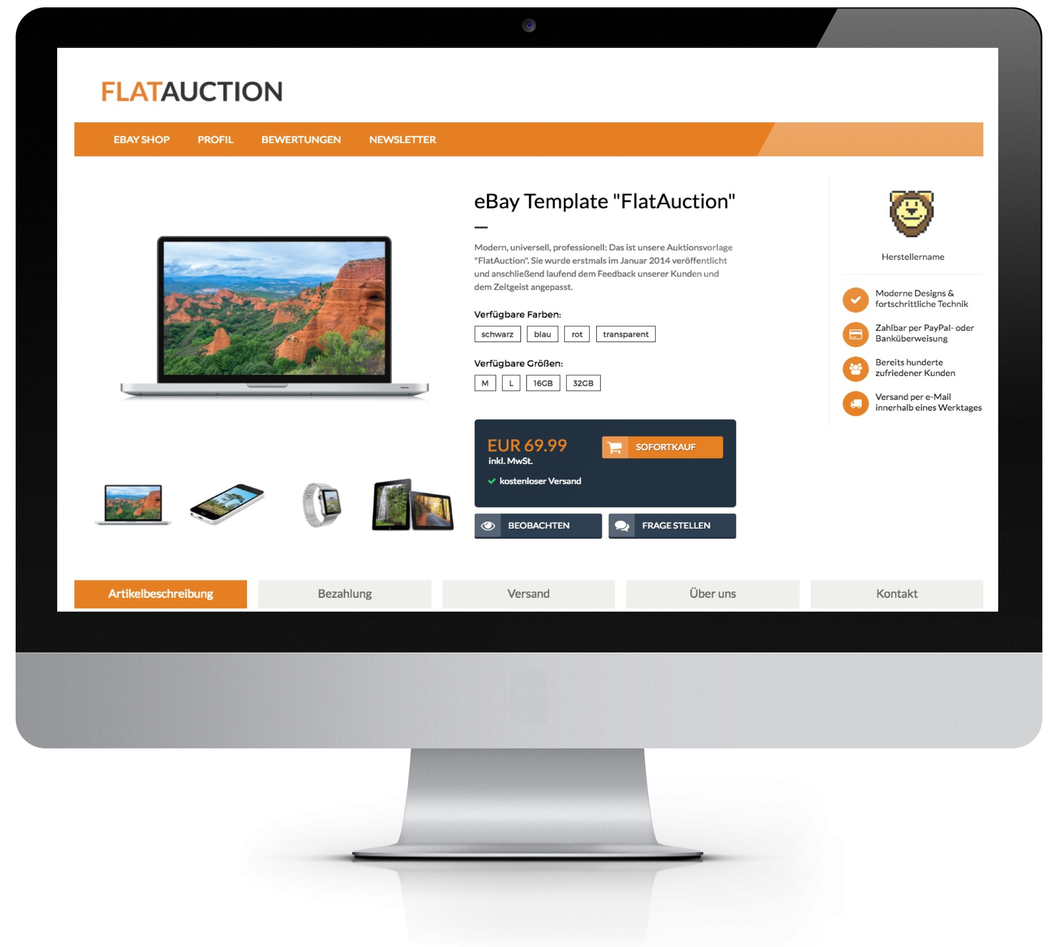 FlatAuction EBay Listing Template Pixelsafari E Commerce Solutions