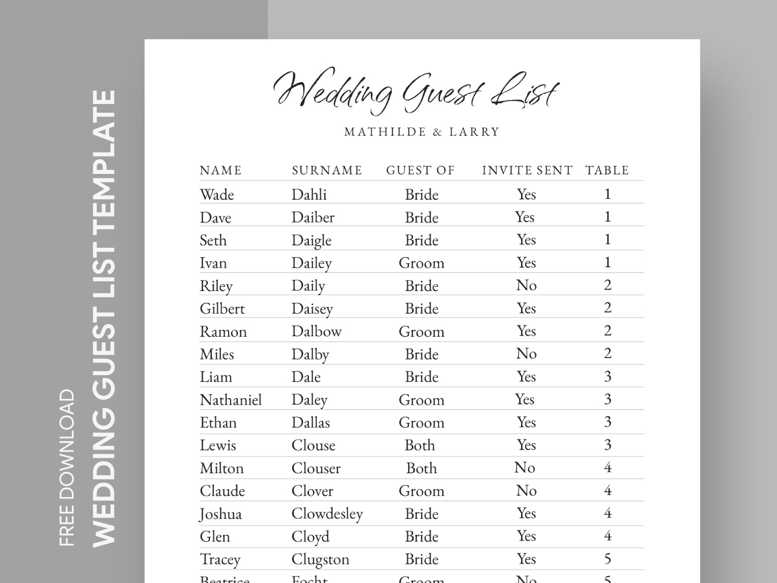 Formal Wedding Guest List Free Google Sheets Template By Gdoc On Dribbble Formal Wedding Guest List Free Google Sheets Template By Gdoc On Dribbble