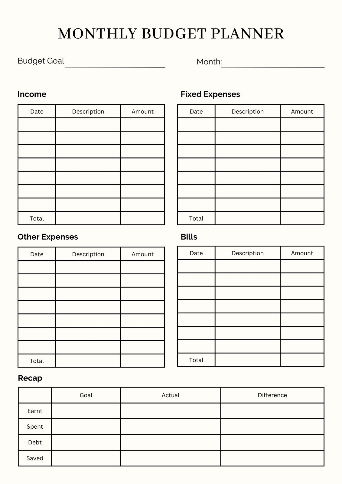 Minimalist Budget Template