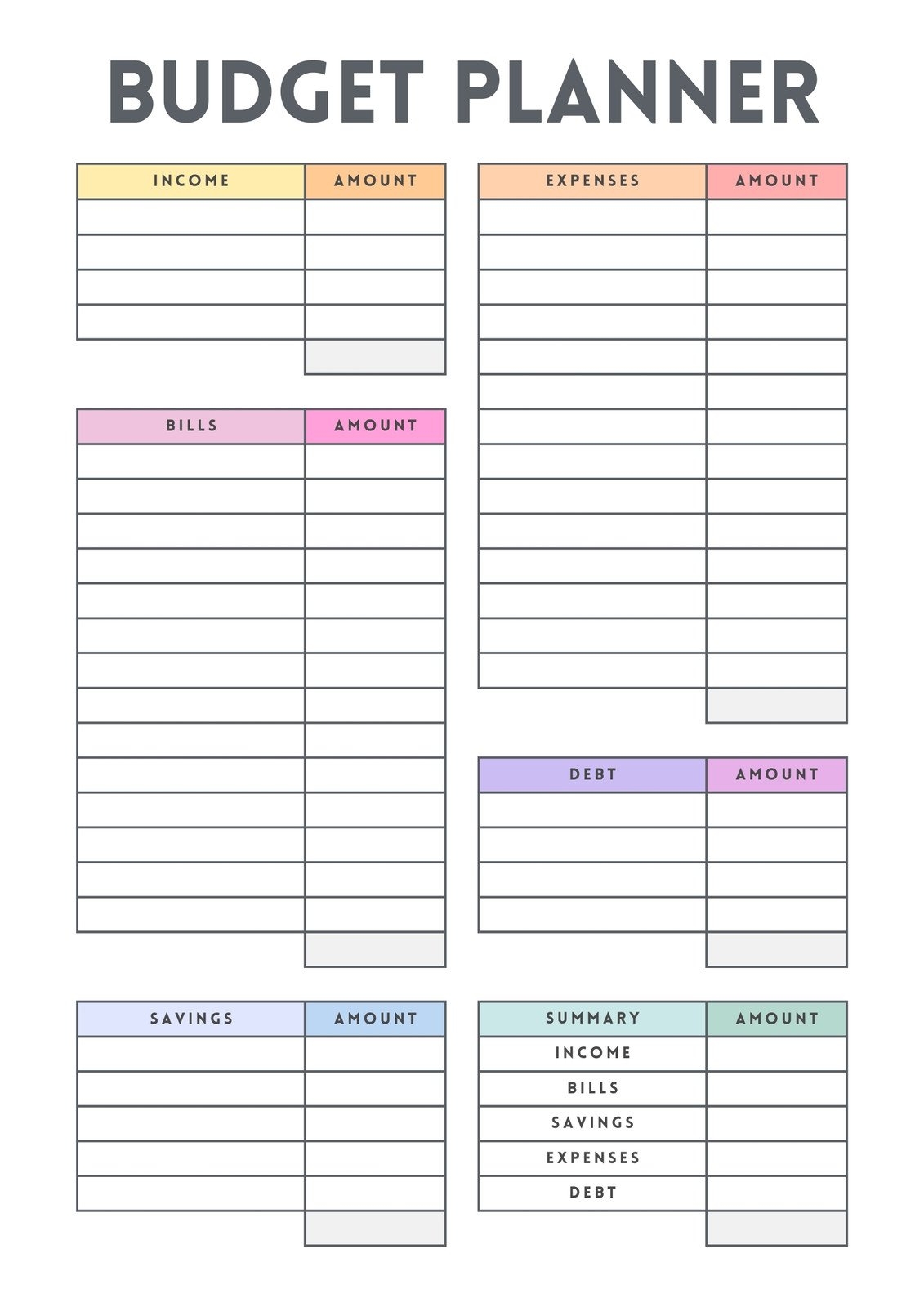 Budget List Template