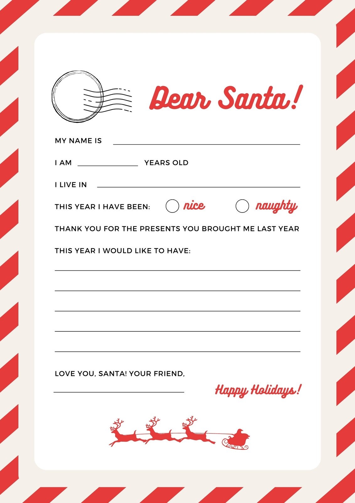 Free Printable Santa Christmas Wishlist Template