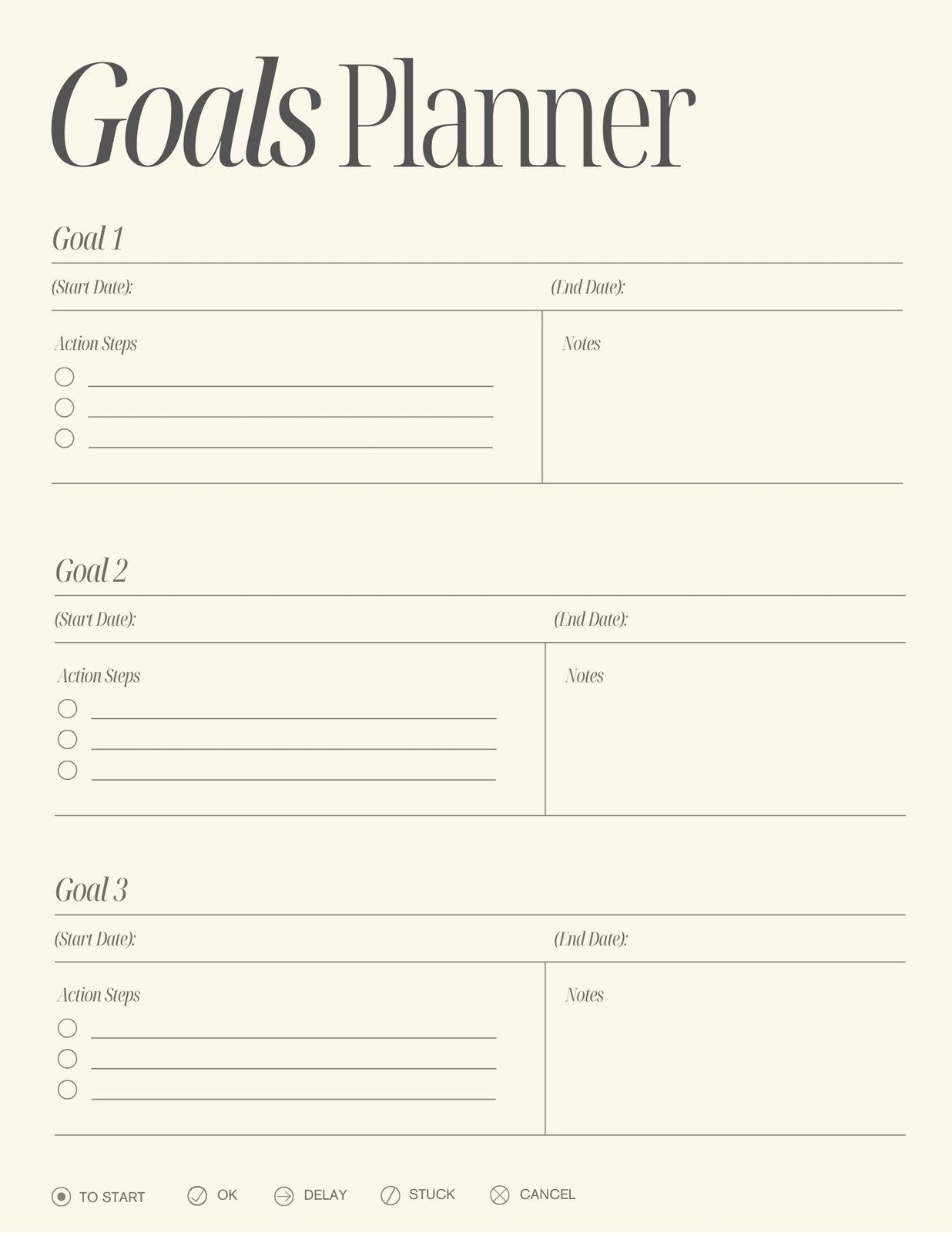Free And Customizable Goals Templates Free And Customizable Goals Templates