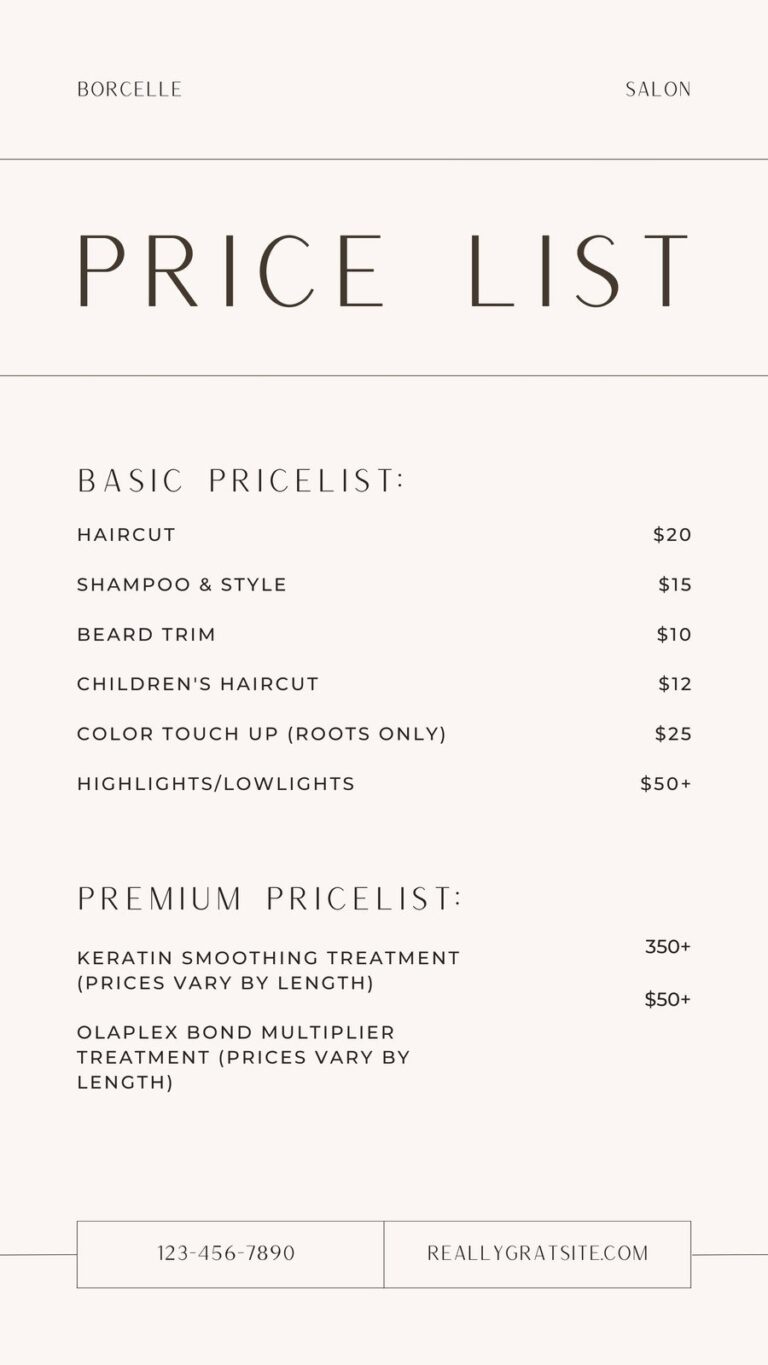 Free And Customizable Price List Templates