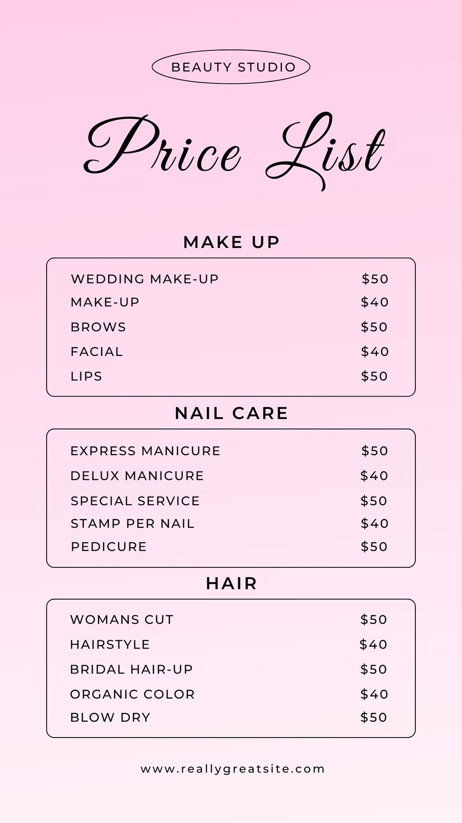 Free And Customizable Price List Templates