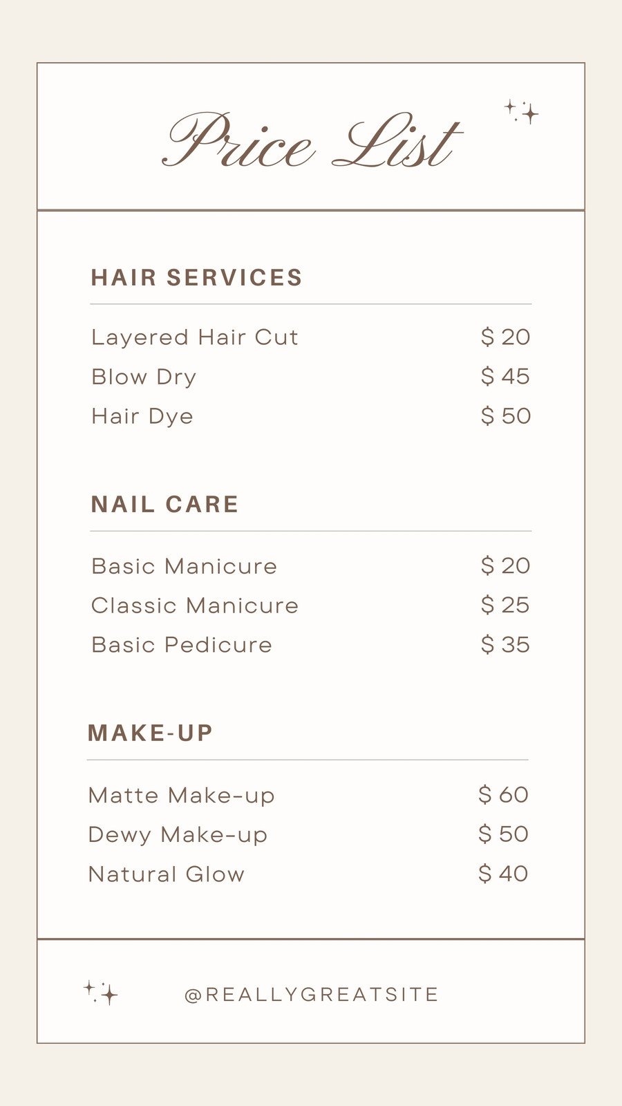 Business Price List Template