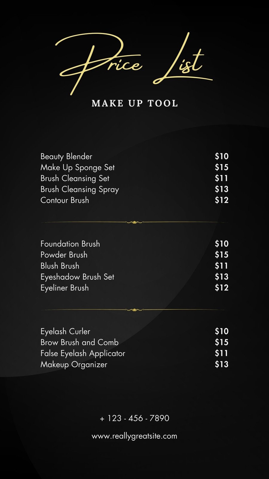 Free Editable Price List Template