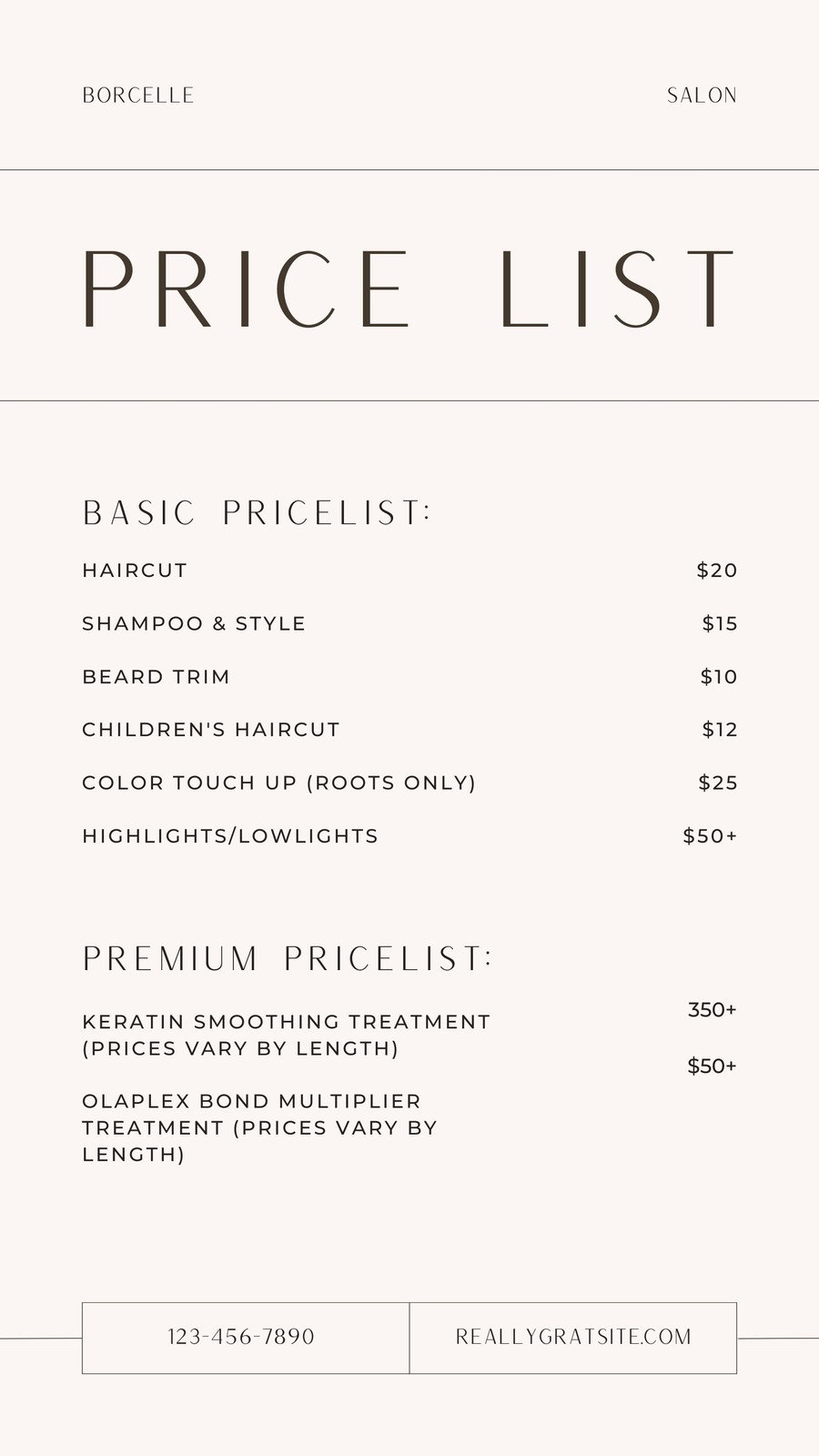 Free And Customizable Price List Templates
