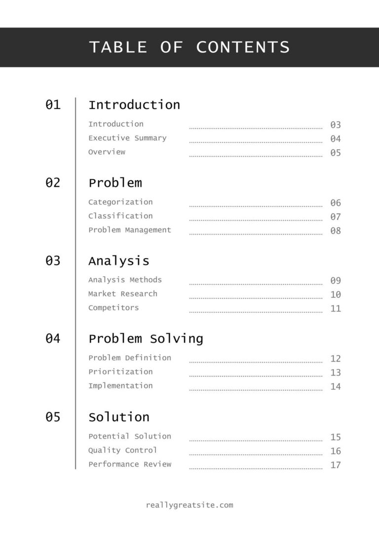 Free And Customizable Table Of Contents Templates Canva