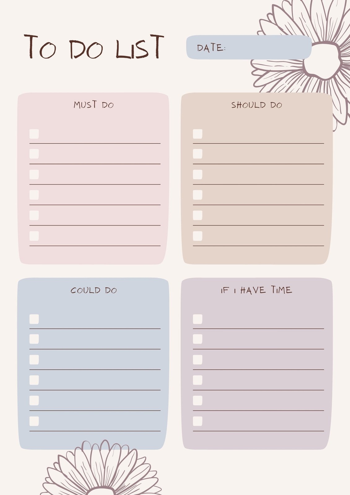 Cute Weekly To Do List Template